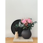 Bouquet with bridal pink roses, eucalyptus and dried flowers