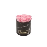 SMALL BLACK MARBLE BOX WITH BRIDAL PINK PRESERVED ROSES