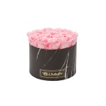 LARGE BLACK MARBLE BOX WITH BRIDAL PINK PRESERVED ROSES