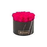 LARGE BLACK MARBLE BOX WITH HOT PINK PRESERVED ROSES