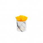 XS WHITE MARBLE BOX WITH YELLOW PRESERVED ROSES