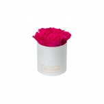 MIDI WHITE BOX WITH HOT PINK PRESERVED ROSES