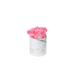 XS WHITE MARBLE BOX WITH BABY PINK PRESERVED ROSES