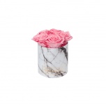 MIDI WHITE MARBLE BOX WITH BABY PINK PRESERVED ROSES