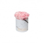 MIDI WHITE MARBLE BOX WITH BRIDAL PINK PRESERVED ROSES