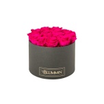 LARGE DARK GREY BOX WITH HOT PINK PRESERVED ROSES