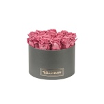 LARGE DARK GREY BOX WITH VINTAGE PINK PRESERVED ROSES