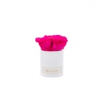 XS WHITE BOX WITH HOT PINK PRESERVED ROSES