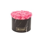 LARGE BLACK MARBLE BOX WITH BABY PINK PRESERVED ROSES