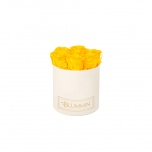 SMALL CREAM WHITE BOX WITH YELLOW PRESERVED ROSES