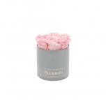 SMALL LIGHT GREY BOX WITH BRIDAL PINK PRESERVED ROSES