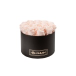 LARGE BLACK BOX WITH ICE PINK PRESERVED ROSES