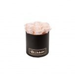 SMALL BLACK BOX WITH ICE PINK PRESERVED ROSES