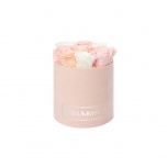 MEDIUM LIGHT PINK VELVET BOX MIX (WHITE, ICE PINK, BRIDAL PINK) PRESERVED ROSES