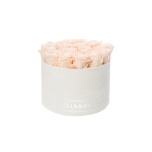 LARGE WHITE VELVET BOX WITH ICE PINK PRESERVED ROSES