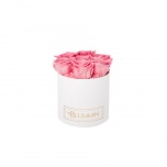 SMALL WHITE BOX WITH BABY PINK PRESERVED ROSES