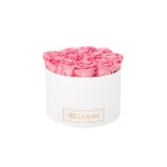 LARGE WHITE BOX WITH BABY PINK PRESERVED ROSES