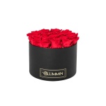 LARGE BLACK BOX WITH RED PRESERVED ROSES