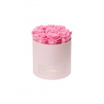 MEDIUM LIGHT PINK BOX WITH BABY PINK PRESERVED ROSES