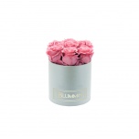 SMALL LIGHT GREY BOX WITH VINTAGE PINK PRESERVED ROSES