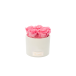WHITE CERAMIC BOX WITH BABY PINK (5 ROSES)
