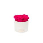 WHITE CERAMIC BOX WITH HOT PINK (5 ROSES)