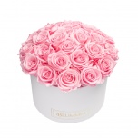 LARGE BOUQUET - WHITE BOX WITH BRIDAL PINK PRESERVED ROSES
