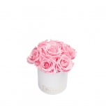 MIDI BOUQUET - WHITE BOX WITH BRIDAL PINK PRESERVED ROSES