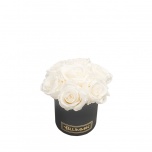 MIDI BOUQUET - BLACK BOX WITH WHITE PRESERVED ROSES