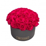 LARGE BOUQUET - DARK GREY BOX WITH HOT PINK PRESERVED ROSES