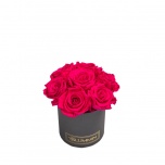 MIDI BOUQUET - DARK GREY BOX WITH HOT PINK PRESERVED ROSES