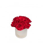 MIDI BOUQUET - CREAM WHITE BOX WITH RED PRESERVED ROSES