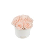 MIDI BOUQUET - WHITE CERAMIC BOX WITH ICE PINK PRESERVED ROSES