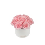 MIDI BOUQUET - WHITE CERAMIC BOX WITH BRIDAL PINK PRESERVED ROSES
