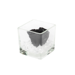 GLASS VASE WITH PRESERVED ROSE AND CRYSTALS - BLACK