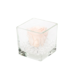 GLASS VASE WITH PRESERVED ROSE AND CRYSTALS - ICE PINK
