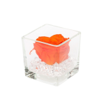 GLASS VASE WITH PRESERVED ROSE AND CRYSTALS - ORANGE