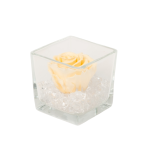 GLASS VASE WITH PRESERVED ROSE AND CRYSTALS - CHAMPAGNE