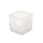 GLASS VASE WITH PRESERVED ROSE AND CRYSTALS - WHITE