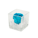 GLASS VASE WITH PRESERVED ROSE AND CRYSTALS - AQUAMARINE